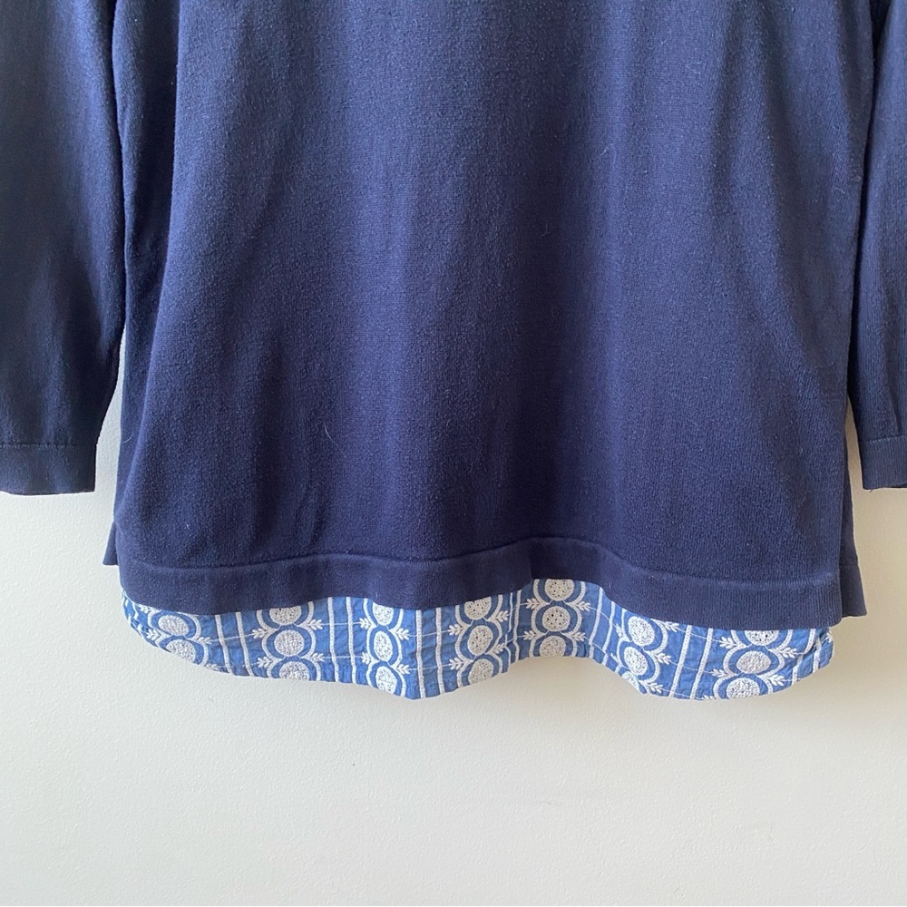 Boden Split Back Navy Blue Sweater With Patterned… - image 3